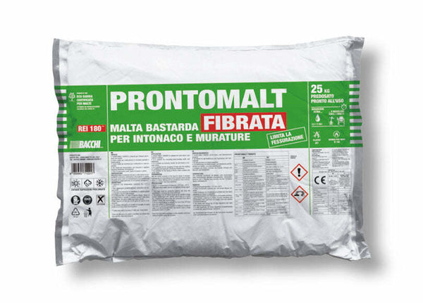 Bacchi Prontomalt Fibrata malta bastarda fibrata per intonaco e murature in sacco da KG. 25