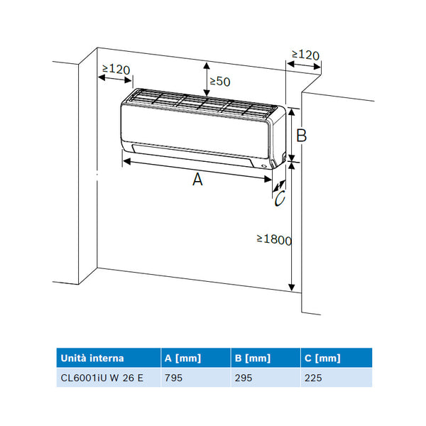 Unita' interna Climate CL6001iU W 26 E Bosch 9.000 BTU 2,6 kW