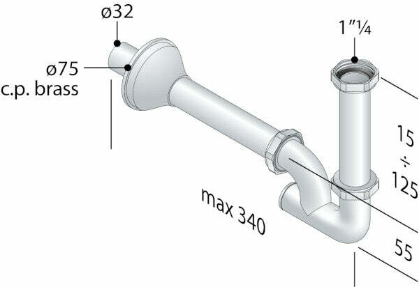 OMP Robot sifone a U per lavabo e bidet 1"1/4 x 32 mm