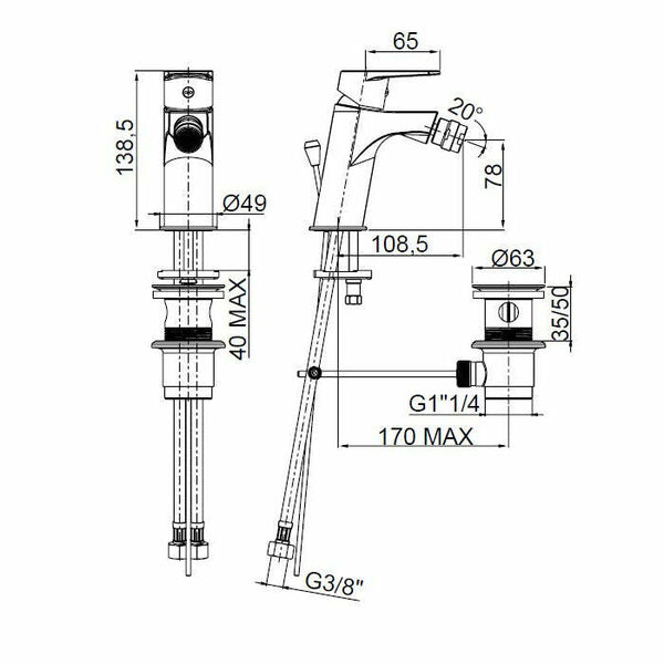 Frattini Espresso miscelatore per bidet cromato