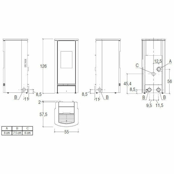 Piazzetta P930 M stufa a pellet 11 kW scarico posteriore