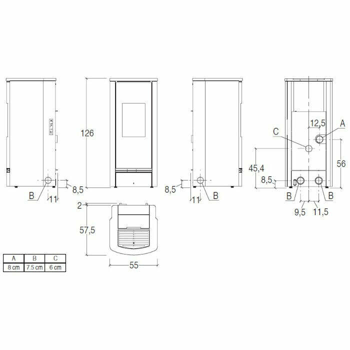 Piazzetta P930 M stufa a pellet 11 kW scarico posteriore
