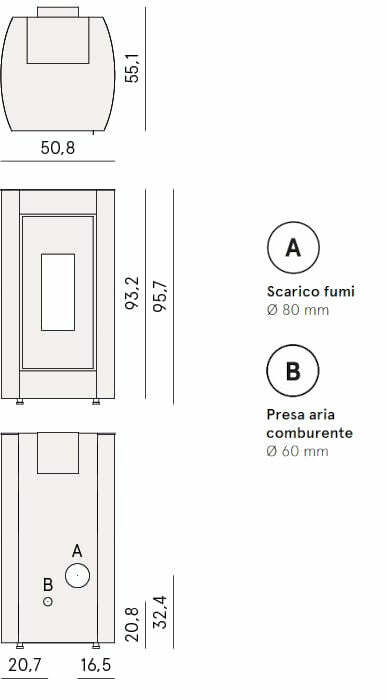 Cadel Kriss 8,5 stufa Pellet Air ermetica 8,6 KW