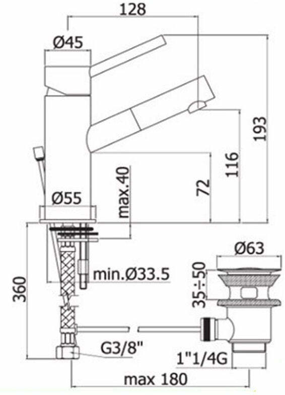 Paffoni Birillo miscelatore lavabo con scarico automatico cromo