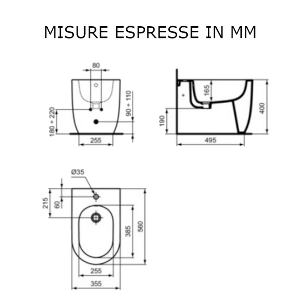 Bidet a terra filo parete Blend Curve T375301 ideal Standard