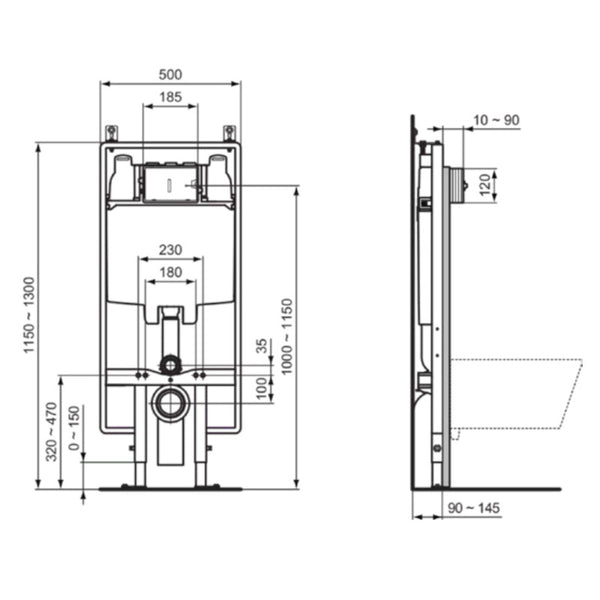Ideal Standard ProSys modulo di installazione R014367 per vaso sospeso su cartongesso