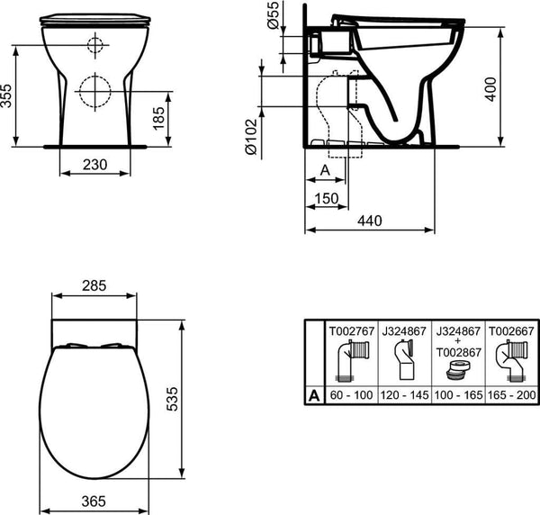 Ceramica Dolomite Quarzo E070901 Vaso a pavimento filo parete bianco