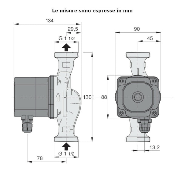 Circolatore per impianti solari NCE EL 25-60/130/A Calpeda 42 W