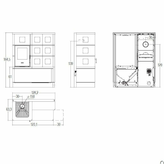 Piazzetta E228 K stufa ibrida 8 KW scarico superiore