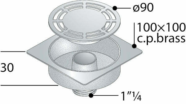 OMP piletta sifoide per scarico a pavimento quadra 100 x 100 mm