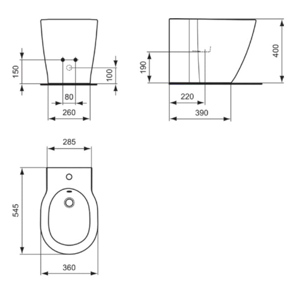 Bidet a terra Connect E799501 Ideal Standard monoforo bianco lucido