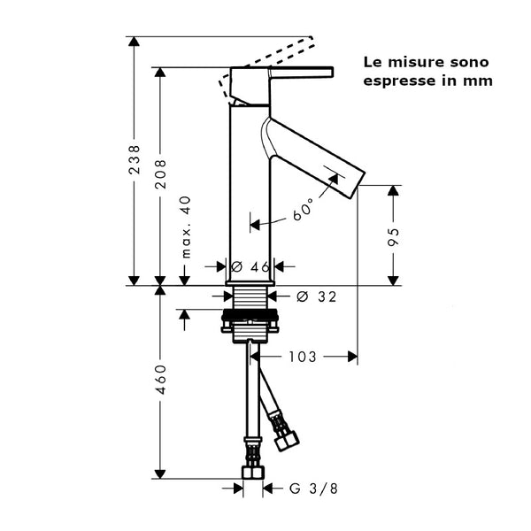 Miscelatore lavabo 100 Axor Starck 10003000 Hansgrohe con piletta senza saltarello