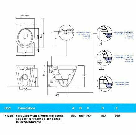 Pozzi Ginori Fast vaso a cacciata RIMFREE con sedile