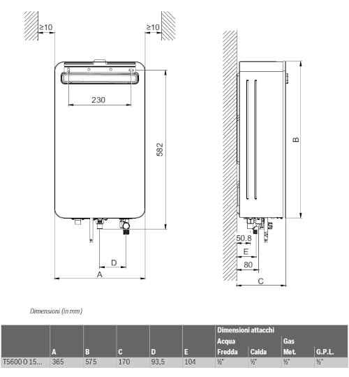 Bosch Therm T5600 O 15 V23 scaldabagno a gas da esterno, a metano