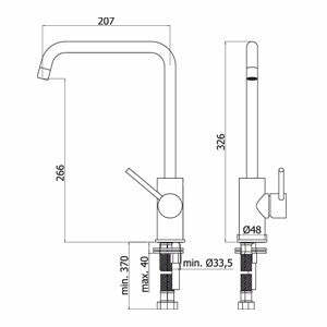 Paffoni Light miscelatore lavello canna da 18 con 2 pieghe