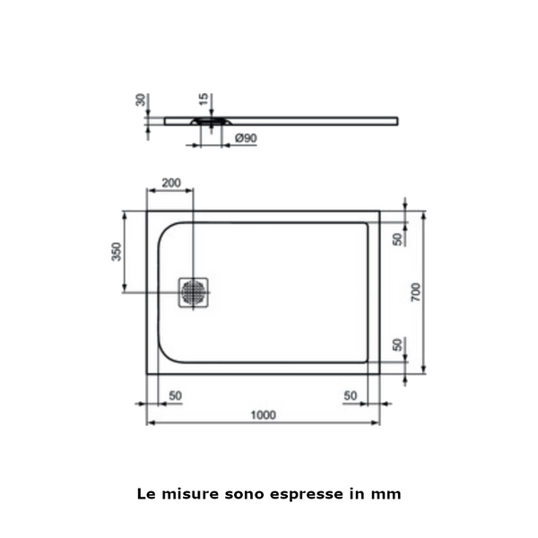 Ideal Standard Ultra Flat S piatto doccia rettangolare 100 x 70 cm in Ideal Solid antiscivolo bianco K8218FR