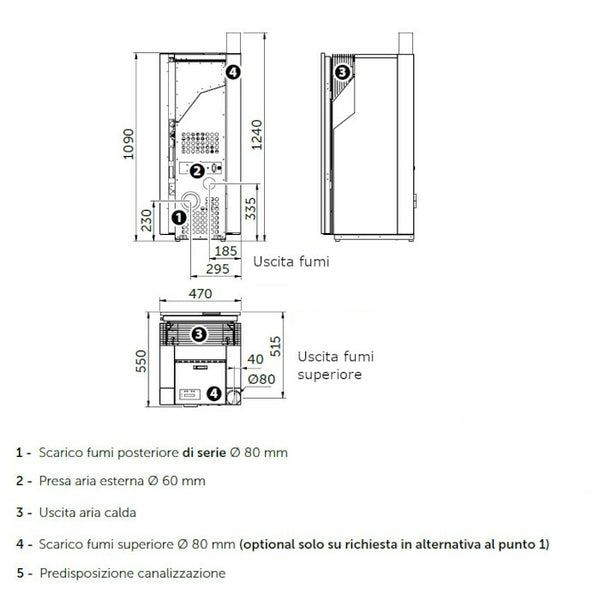 CS Thermos Sirmione 9 Stagna stufa stagna a pellet/biomassa 9,2 KW