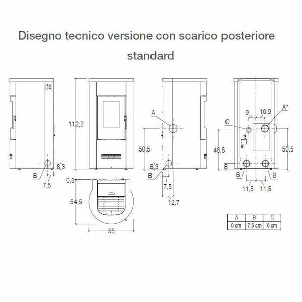 Piazzetta P120 T stufa a pellet 8,5 kW