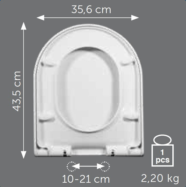 Sedile universale in termoindurente TD7 con chiusura soft close Polisedil