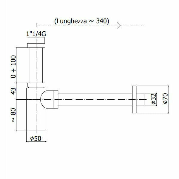 Paffoni sifone a bottiglia 1" 1/4 cromo