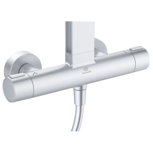 Ideal Standard Ceratherm Alu+ colonna doccia con miscelatore termostatico, doccetta e soffione argento opaco BD583SI
