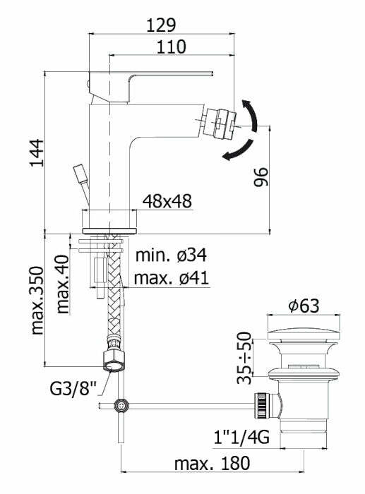 Paffoni Elle-Effe miscelatore bidet con scarico auto cromo