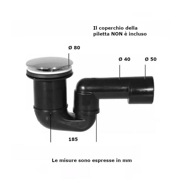 Sifone per doccia 36080 Ghidini 40/50 mm in PEHD diametro 80 mm