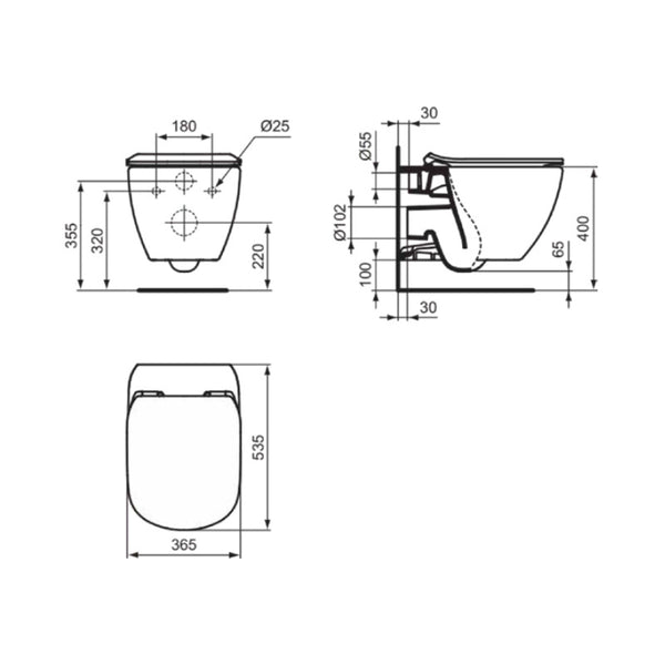 Vaso sospeso Tesi T3546V1 Ideal Standard con sedile slim soft-close bianco seta opaco