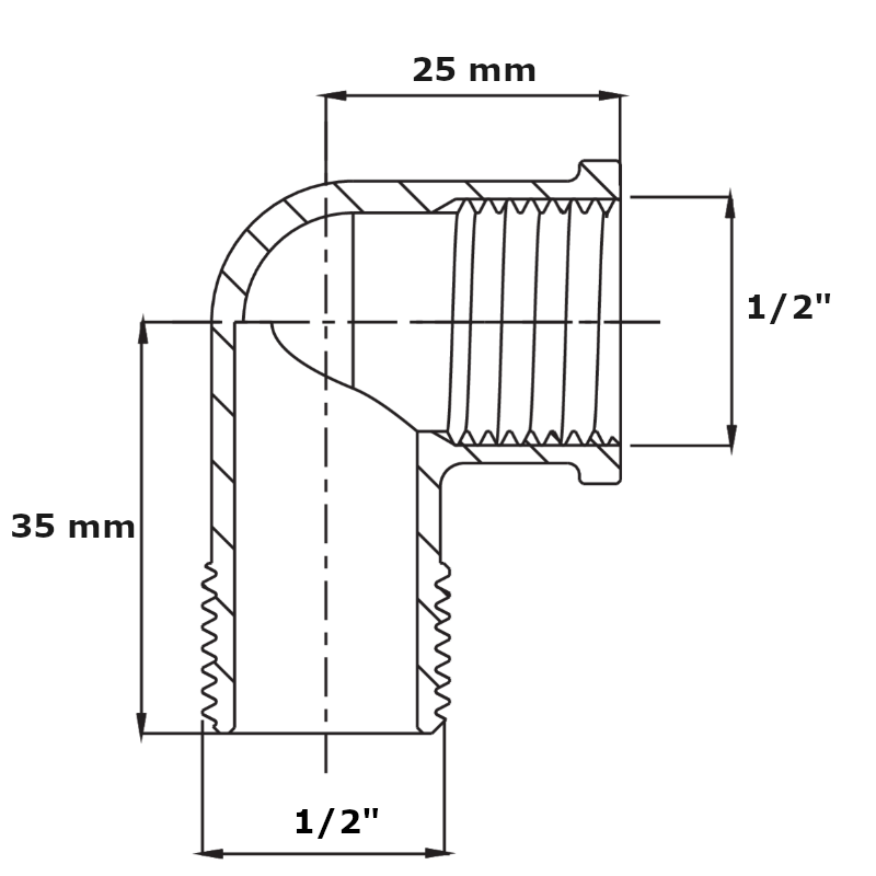 Gomito filettato OT5092 Frabo 1/2" x 1/2" MF ottone