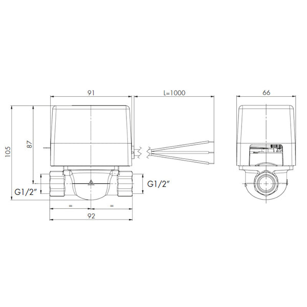 Valvola di zona a 2 vie SF15-2-M1 Mut 1/2" con microinterruttore