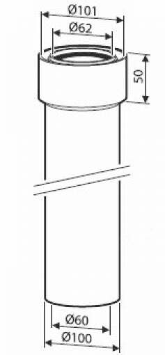 Bosch-Junkers prolunga concentrica Ø60/100 mm lunghezza 1500 mm AZ 365