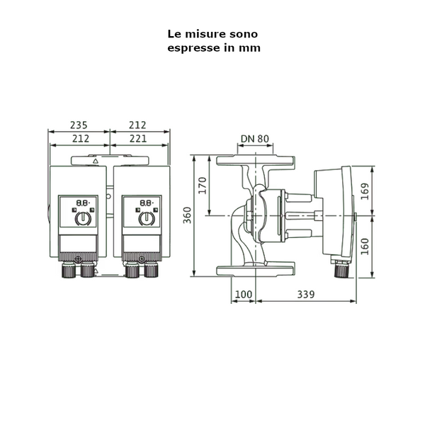 Wilo YONOS MAXO 80/0,5-12 pompa di circolazione 360 mm 1,3 kW