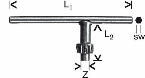 Bosch chiave di ricambio B per mandrini a cremagliera ZS14, 60 mm, 30 mm, 6 mm