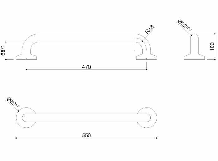Ponte Giulio maniglione di sicurezza lineare 55 cm acciaio inox lucido