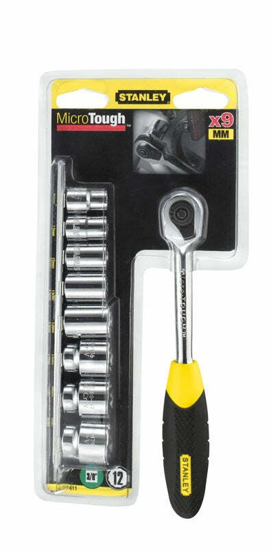 STANLEY Set 10 pz Cricchetto MicroTough con bussole e att. 1/4"