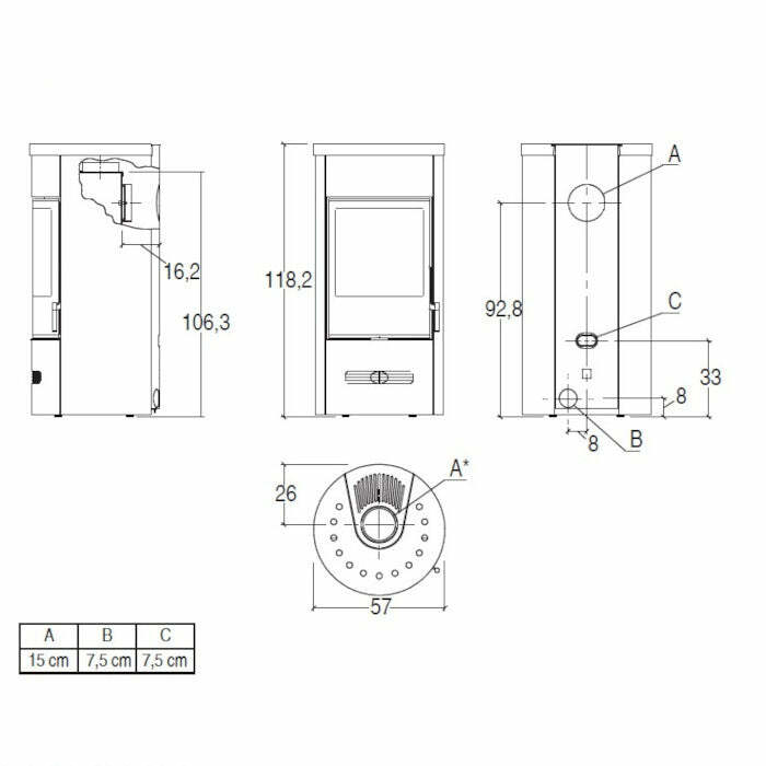 Piazzetta E129 M stufa a legna 7,9 kW