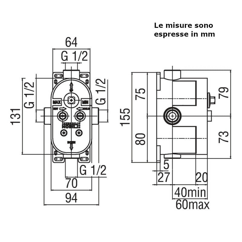 Nobili Infinity corpo incasso universale per doccia