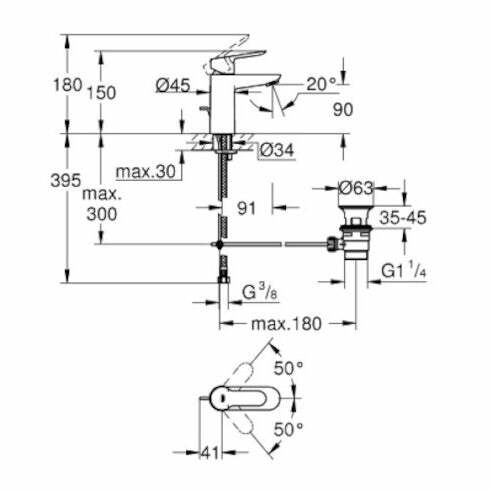 Grohe Bauedge miscelatore lavabo monocomando taglia S cromo