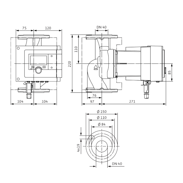 Wilo STRATOS MAXO 40/0,5-8 PN 6/10 pompa di ricircolo 220 mm DN40