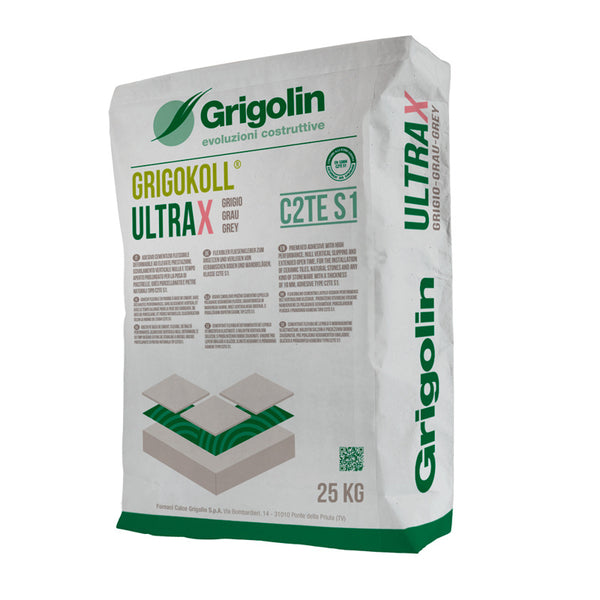 Adesivo cementizio per piastrelle Grigokoll Ultrax Grigolin grigio 25 kg