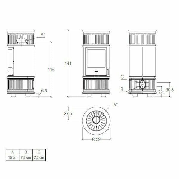 Piazzetta E929 C stufa a legna 7,9 kW