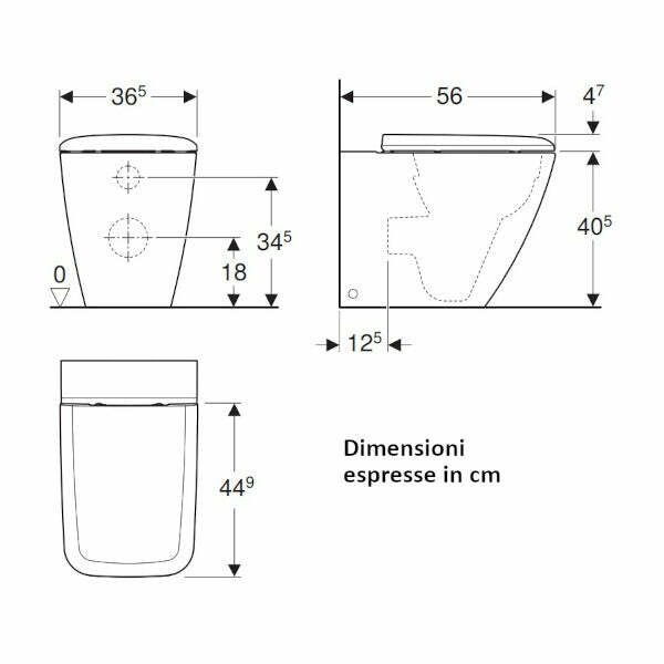 Geberit iCon Square vaso a pavimento a cacciata con sedile soft close