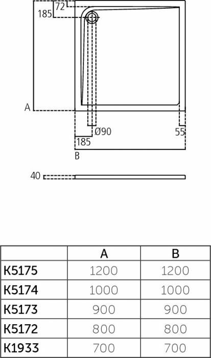 Ideal Standard ULTRA FLAT Piatto doccia quadrato 80 x 80 cm