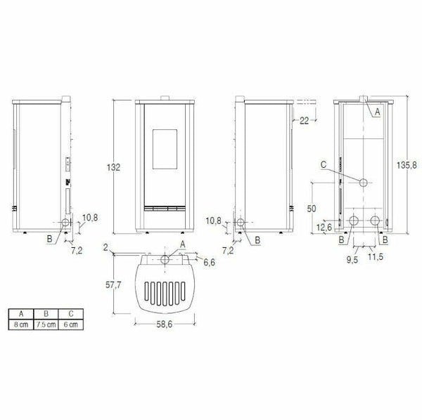 Piazzetta P230 M TOP stufa a pellet 11 kW scarico superiore