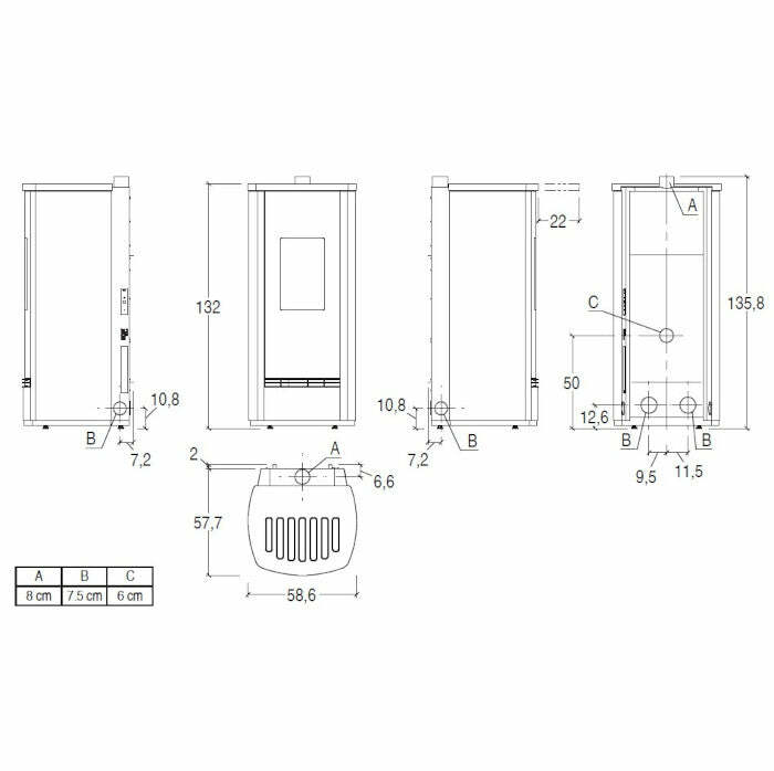 Piazzetta P230 M TOP stufa a pellet 11 kW scarico superiore
