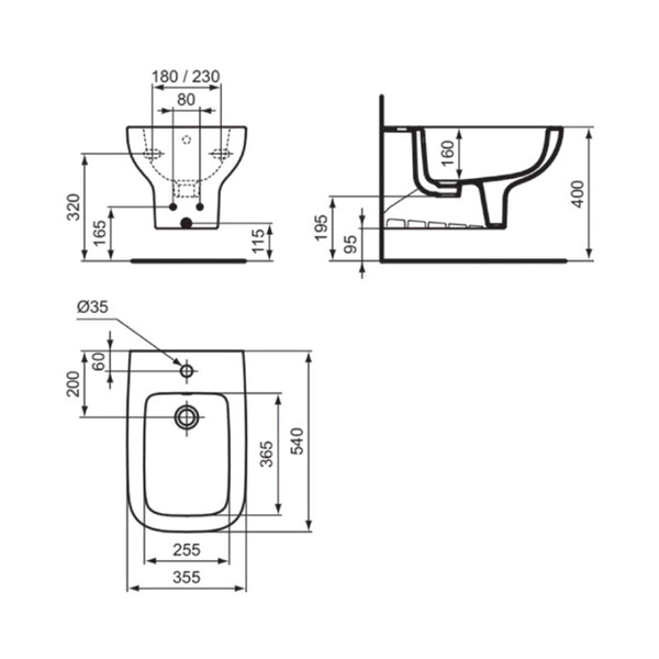 Bidet sospeso I.LIFE A T468101 Ideal Standard