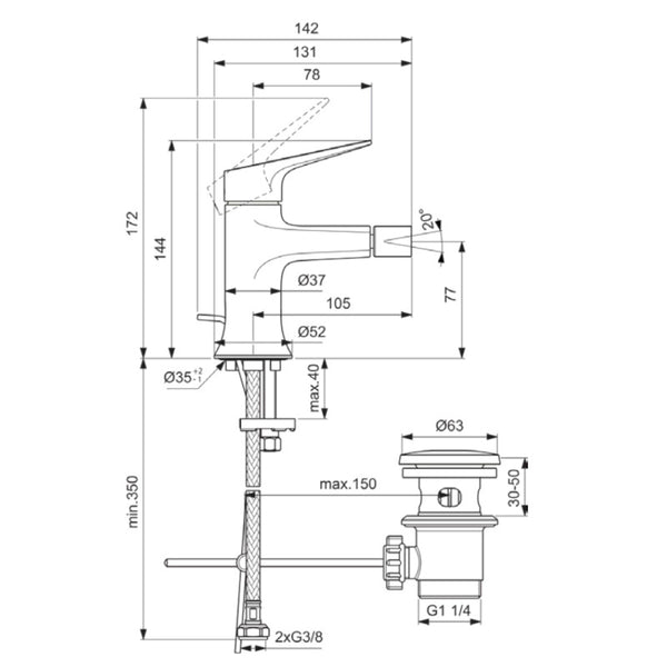 Miscelatore lavabo La Dolce Vita LDV BD664AA Ideal Standard con scarico