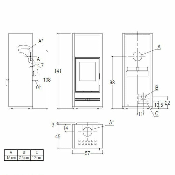 Piazzetta E928 M stufa a legna 11 kW