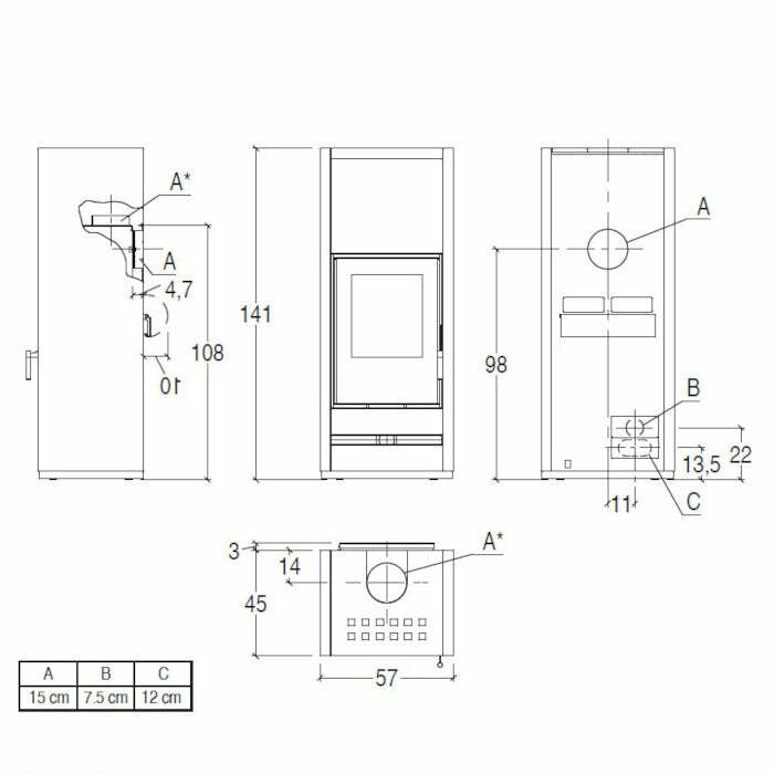 Piazzetta E928 M stufa a legna 11 kW