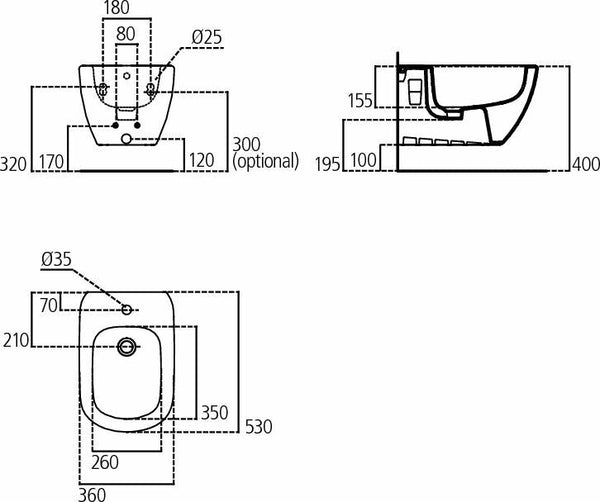 Ideal Standard TESI bidet sospeso con fissaggi nascosti